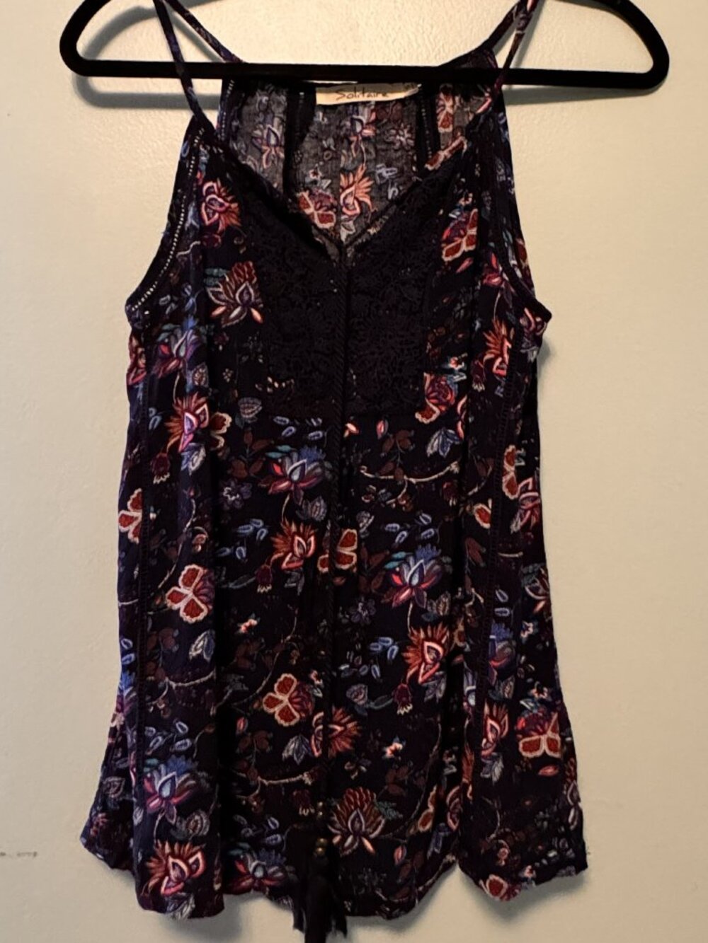 Solitaire Floral Lace-Trim Tank Top – Size Small - JK0474